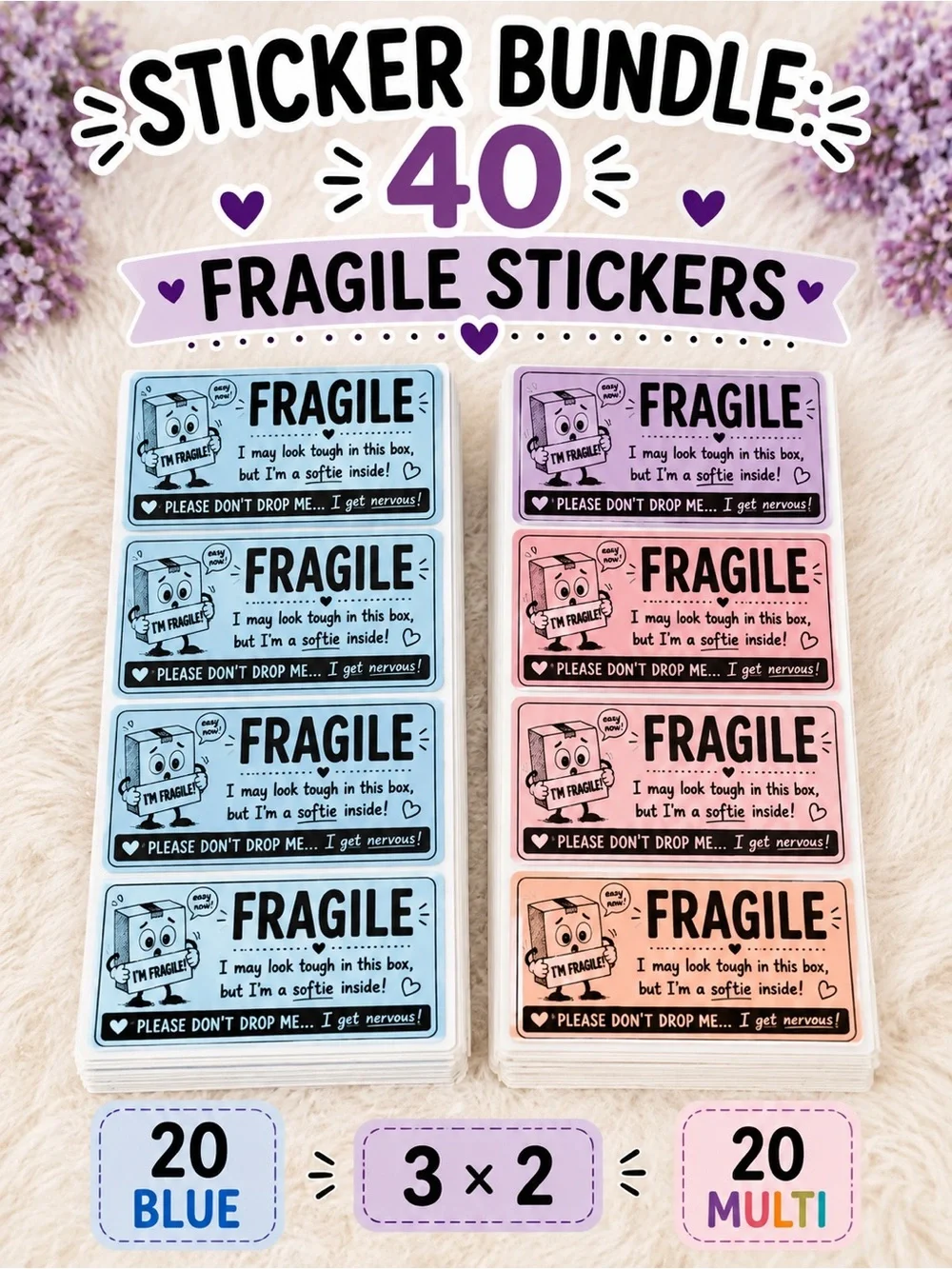 40 fragile stickers